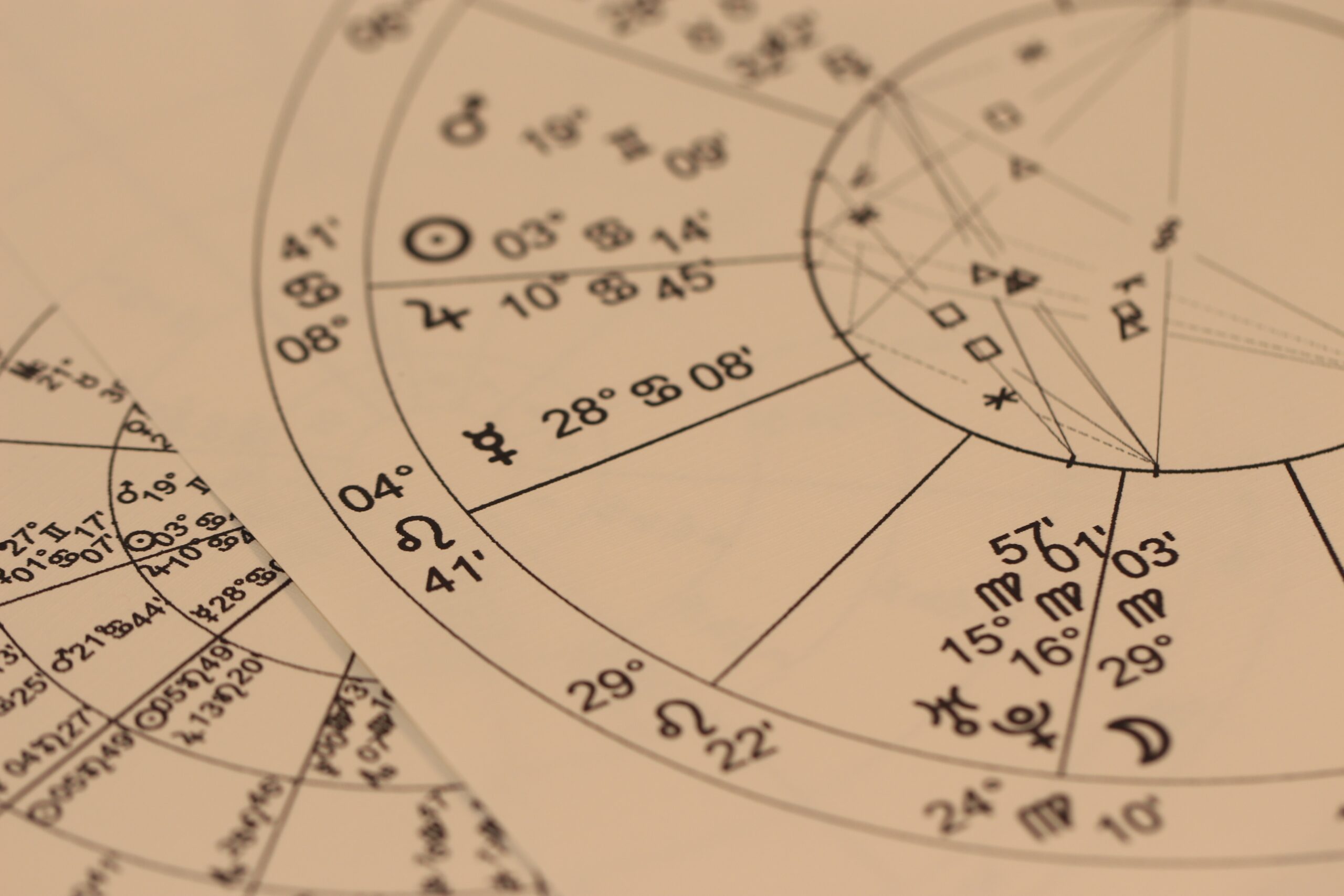 Ein Ausschnitt aus einer astrologischen Radix für ein Horoskop
